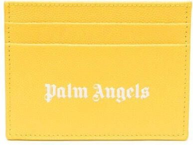 Palm Angels Gele en witte leren kaarthouder Yellow Unisex