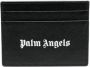 Palm Angels Zwarte leren portemonnee met logo print Black Heren - Thumbnail 2