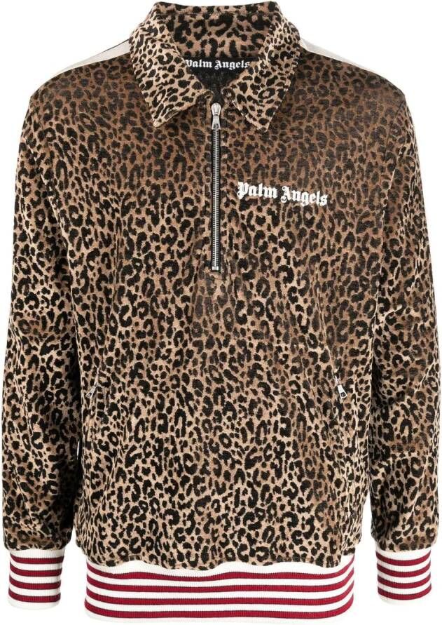 Palm Angels Sweater met logoprint Bruin