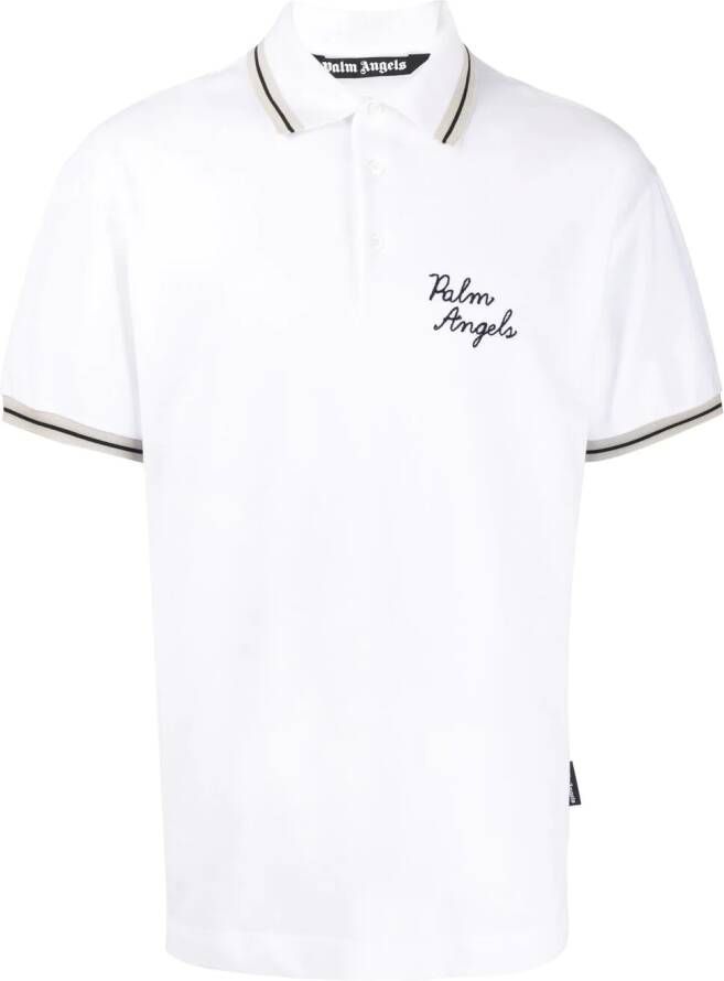 Palm Angels Poloshirt met geborduurd logo Wit