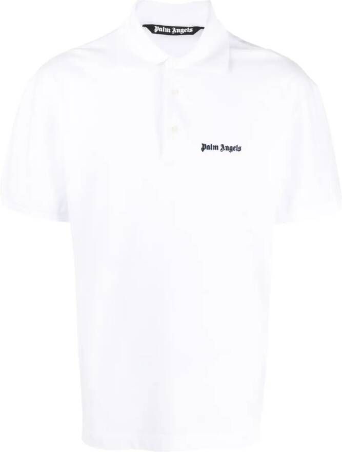 Palm Angels Poloshirt met geborduurd logo Wit