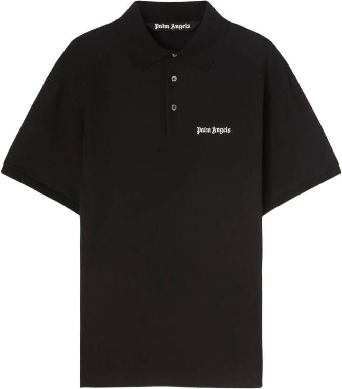Palm Angels Poloshirt met geborduurd logo Zwart