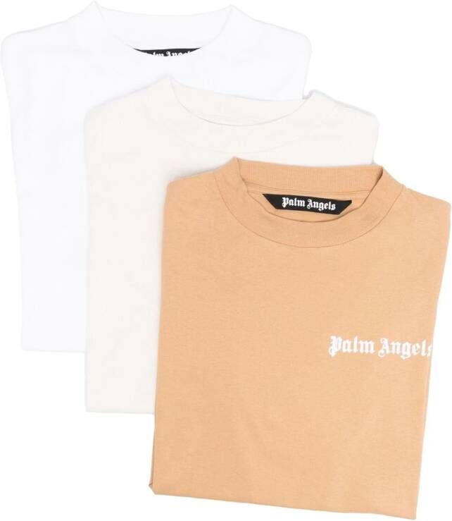 Palm Angels Set van drie T-shirts met logoprint Wit