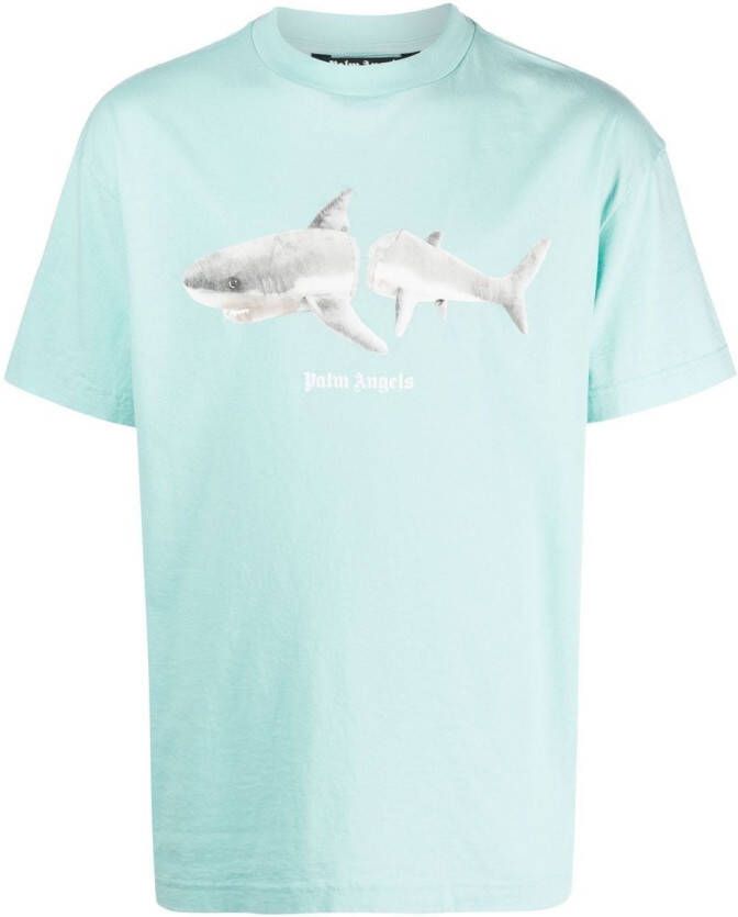 Palm Angels Lente Zomer Heren T-shirt met Korte Mouwen Blauw Heren