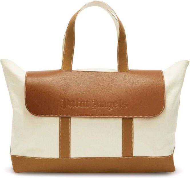Palm Angels Shopper met logopatch Beige