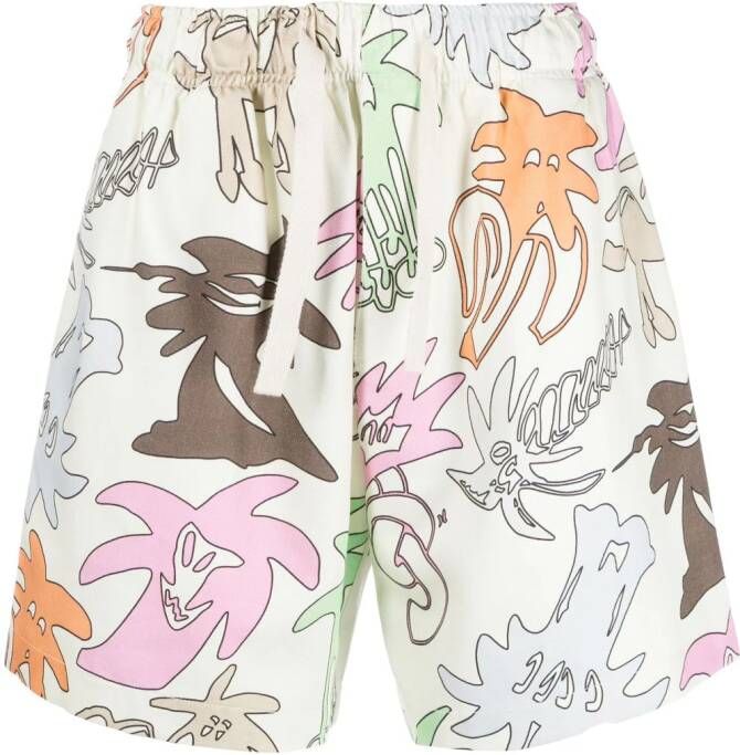 Palm Angels Shorts met bloemenprint Beige