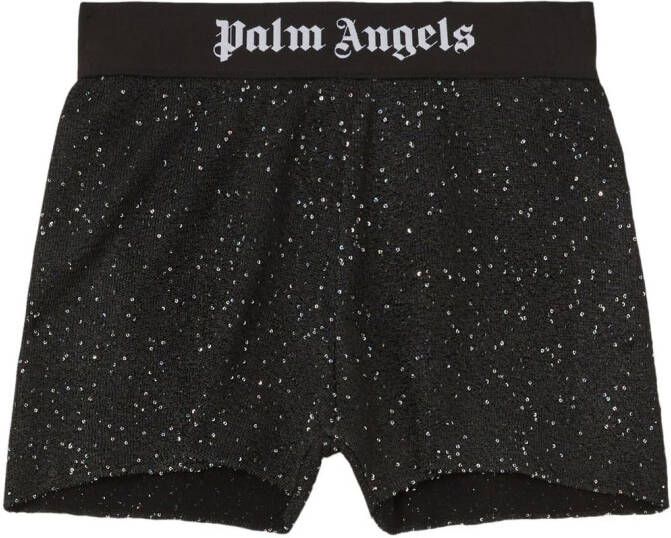 Palm Angels Zwarte Shorts met Elastische Tailleband Zwart Dames
