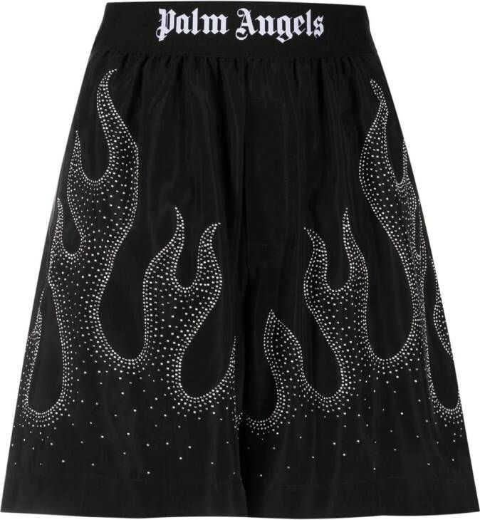 Palm Angels Shorts met logoband Zwart