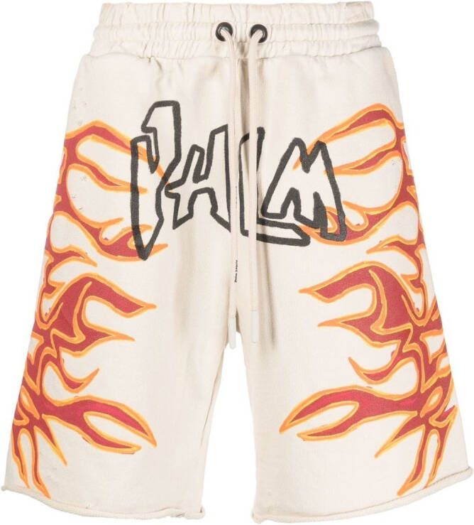 Palm Angels Shorts met logoprint Beige