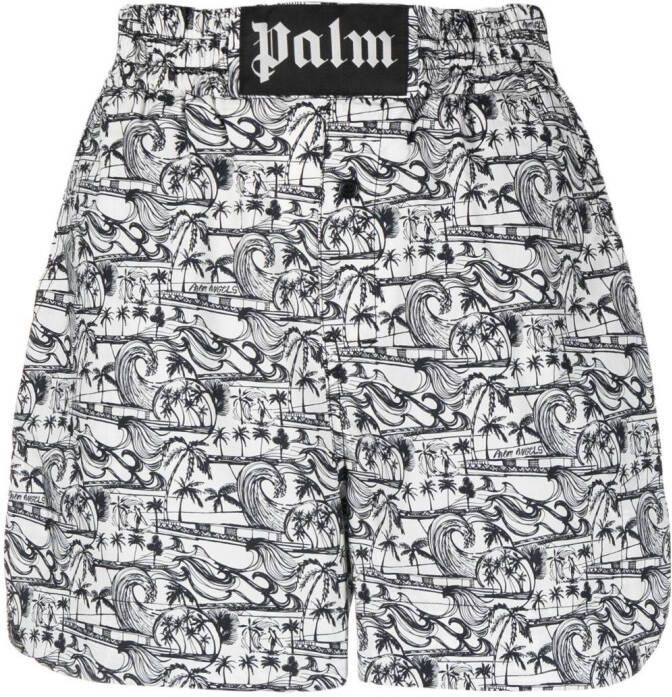 Palm Angels Shorts met print Wit