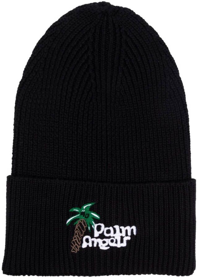 Palm Angels Sketchy Palm Tree Logo Beanie Black