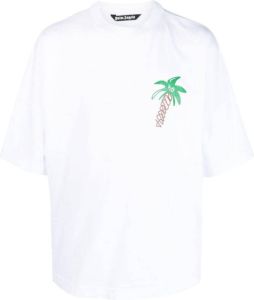 Palm Angels logo-print cotton T-shirt Wit