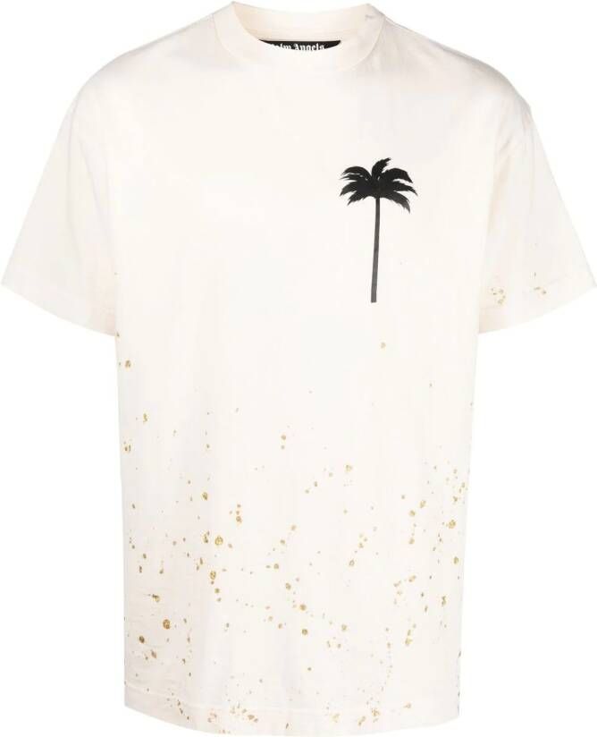 Palm Angels T-shirt met logoprint Beige