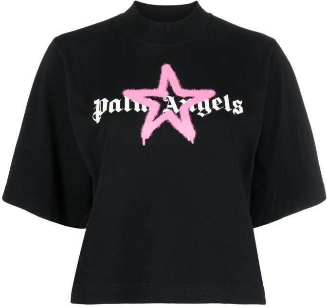 Palm Angels T-shirt met logo Zwart