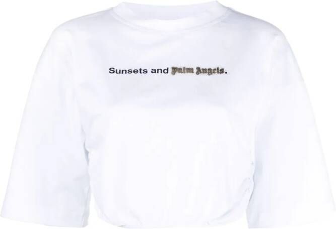 Palm Angels T-shirt met ruches Wit
