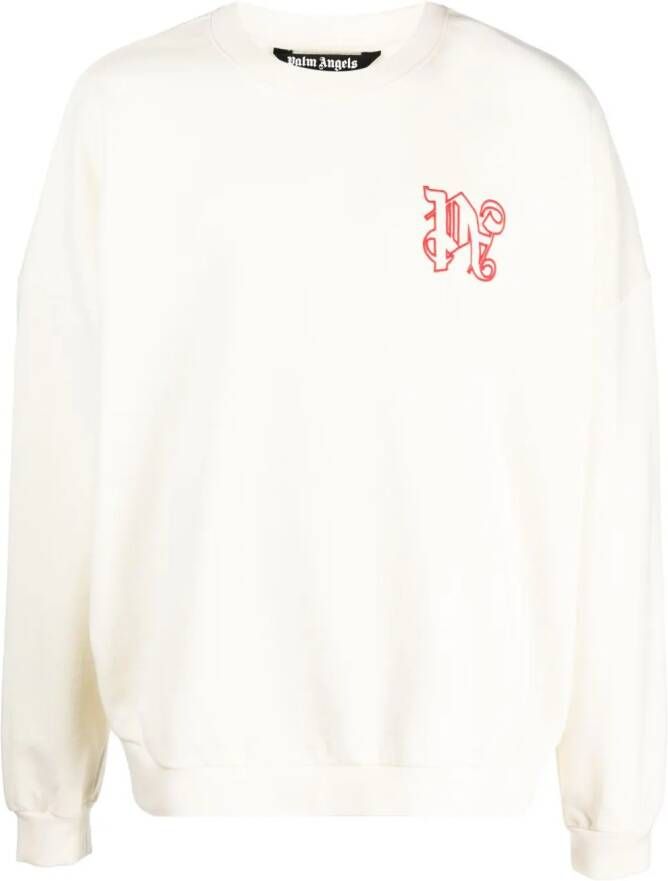Palm Angels Sweater met geborduurd logo Beige