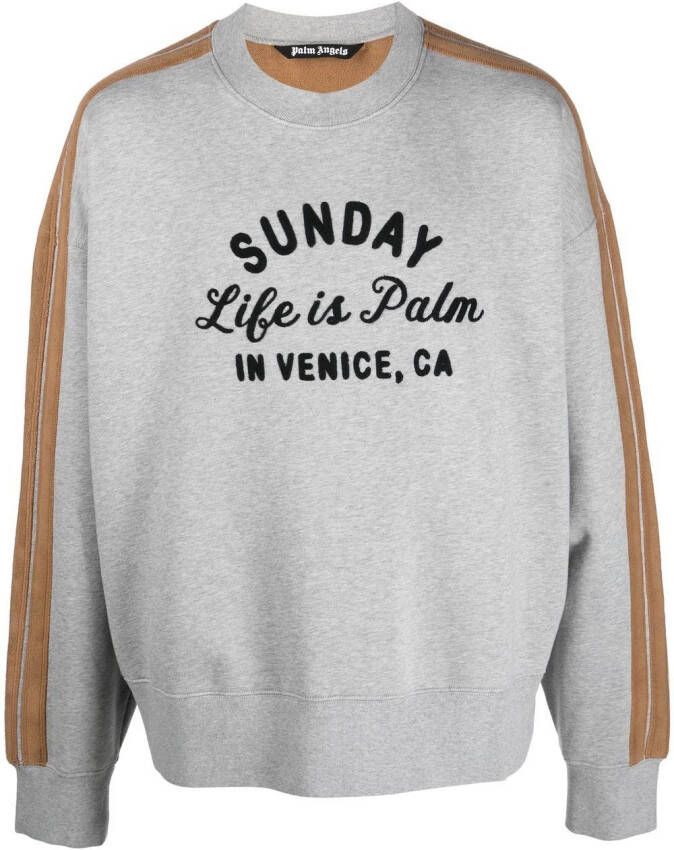 Palm Angels Sweater met geborduurde tekst Grijs