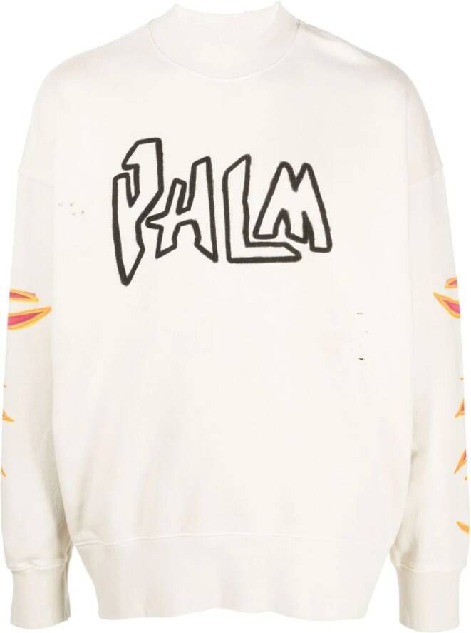 Palm Angels Sweater met graffiti-print Wit