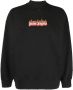 Palm Angels Verweerde Brandende Logo Katoenen Sweatshirt Black Heren - Thumbnail 1