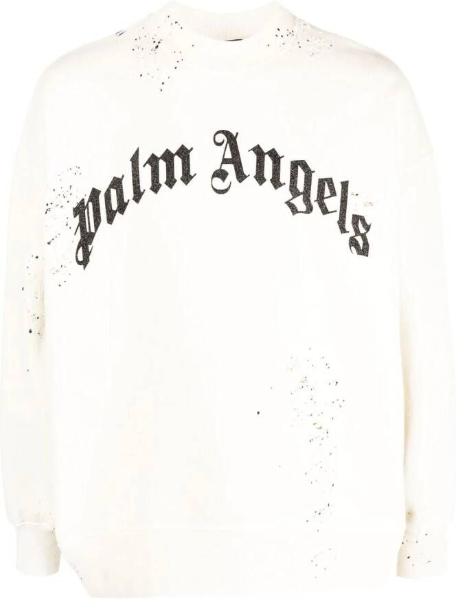 Palm Angels Sweatshirt met logo Beige Heren