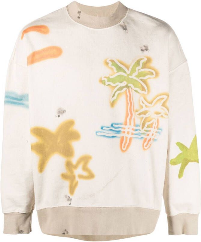 Palm Angels Sweater met palmprint Beige