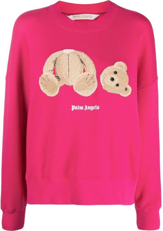 Palm Angels Sweater met teddybeerprint FUCHSIA BROWN