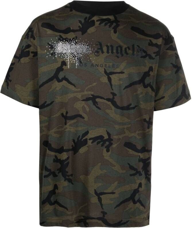 Palm Angels T-shirt met camouflageprint Groen