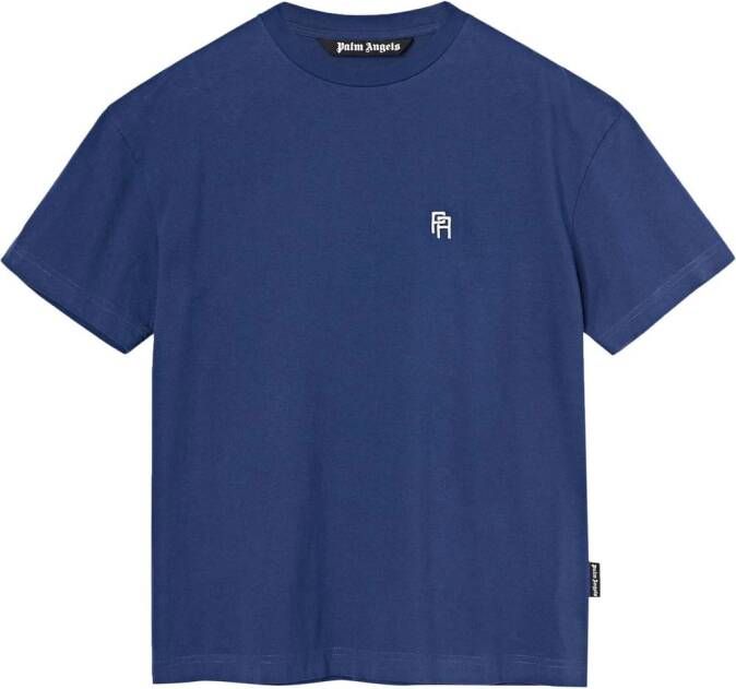 Palm Angels T-shirt met geborduurd monogram Blauw