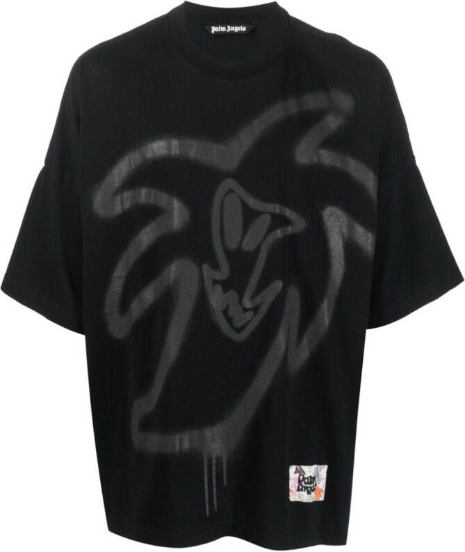Palm Angels T-shirt met graffitiprint Zwart