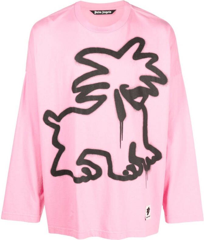 Palm Angels T-shirt met lange mouwen Roze