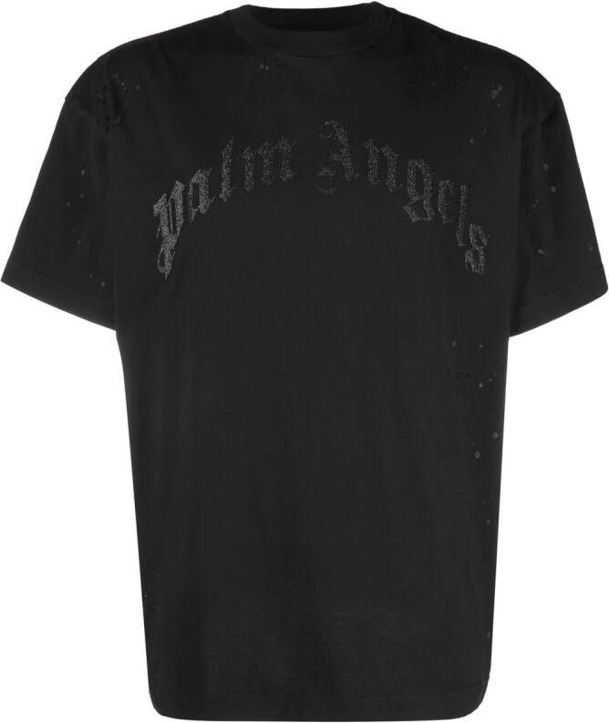 Palm Angels T-shirt met logoprint Zwart