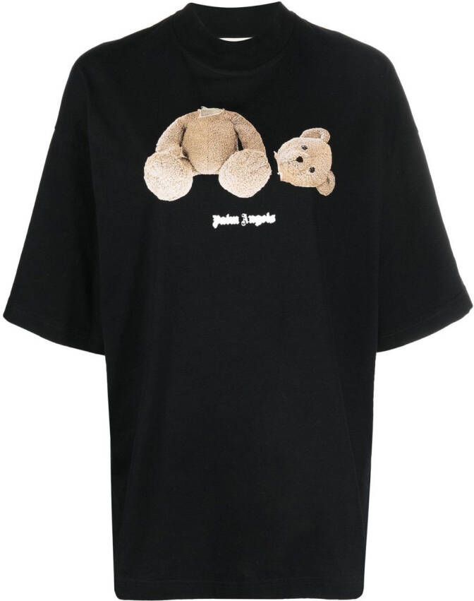 Palm Angels Katoenen T-shirt met teddybeerprint Zwart
