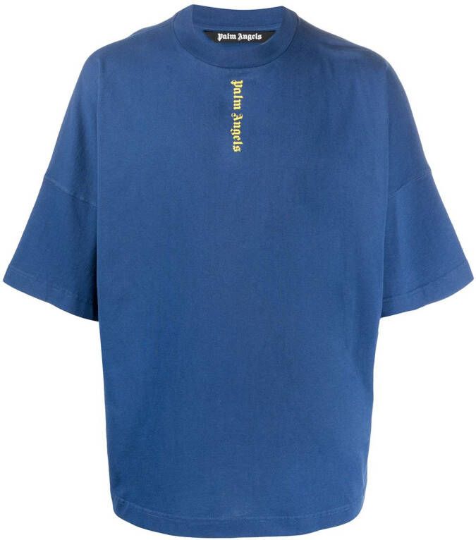 Palm Angels T-shirt met logoprint Blauw