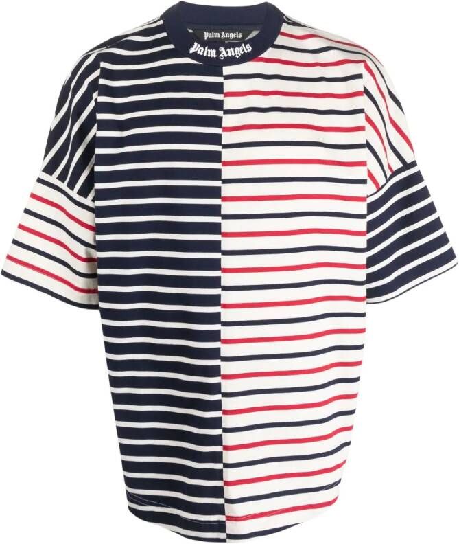 Palm Angels T-shirt met logoprint Blauw
