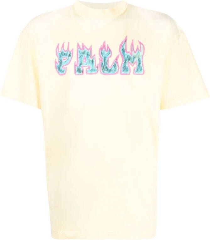 Palm Angels T-shirt met logoprint Geel