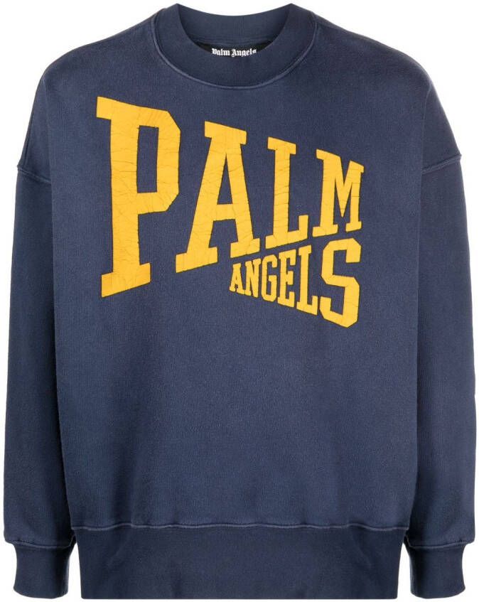 Palm Angels T-shirt met logoprint Blauw