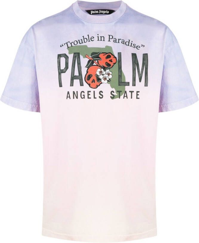 Palm Angels T-shirt met logoprint Paars