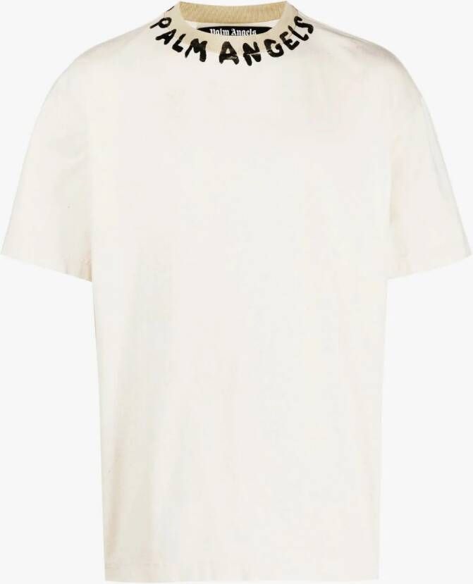 Palm Angels Metal Logo-Print T-Shirt Wit Heren