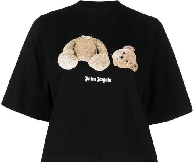 Palm Angels Katoenen T-shirt met teddybeerprint Zwart