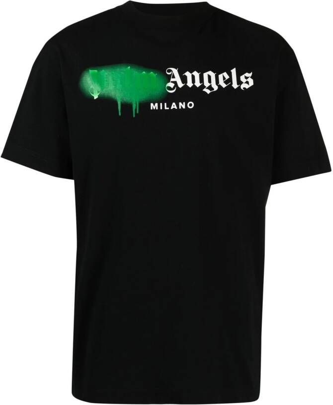 Palm Angels T-shirt met logoprint Zwart