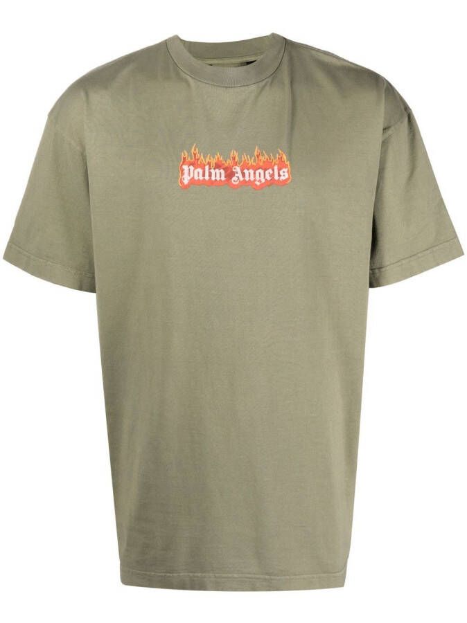 Palm Angels T-shirt met logprint Groen