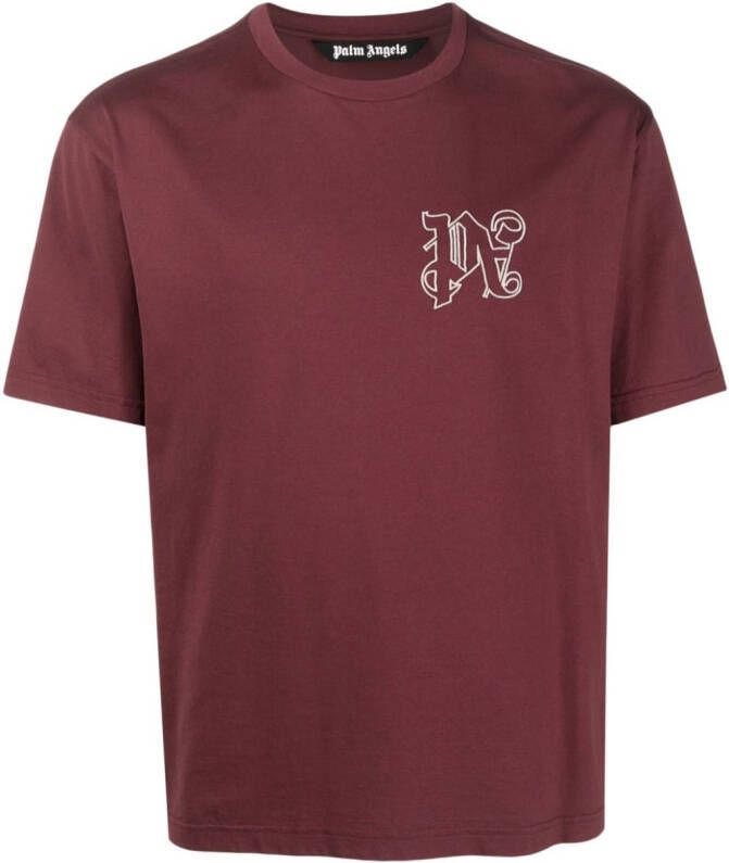 Palm Angels T-shirt met monogram Rood