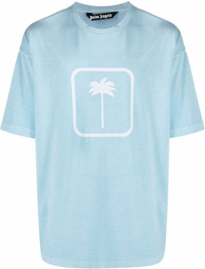 Palm Angels T-shirt met palmboomprint Blauw