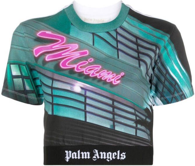 Palm Angels T-shirt met print Groen