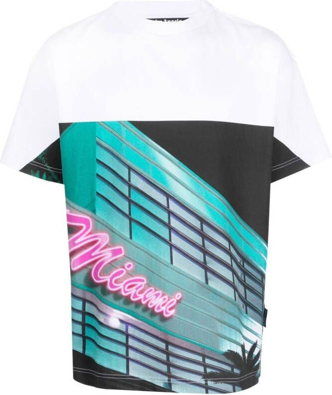 Palm Angels Miami Maxi Print T-Shirt White Heren