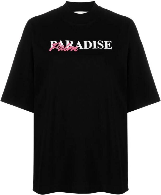 Palm Angels Zwart Bedrukte Crewneck Top Dames Collectie Black Dames