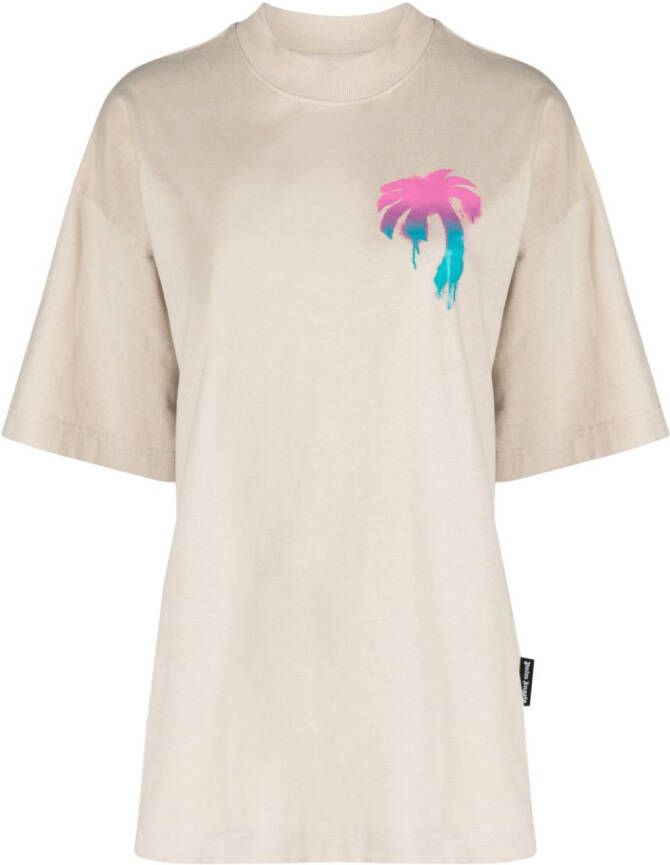 Palm Angels T-shirt met tekst Beige