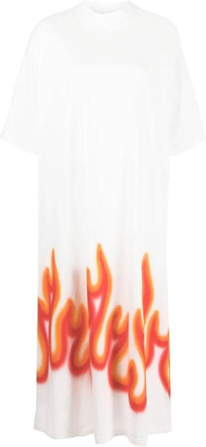 Palm Angels T-shirtjurk met logoprint Wit