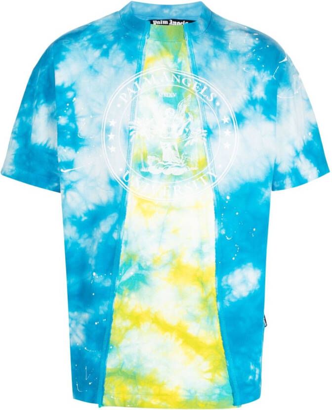 Palm Angels T-shirt met tie-dye print Blauw