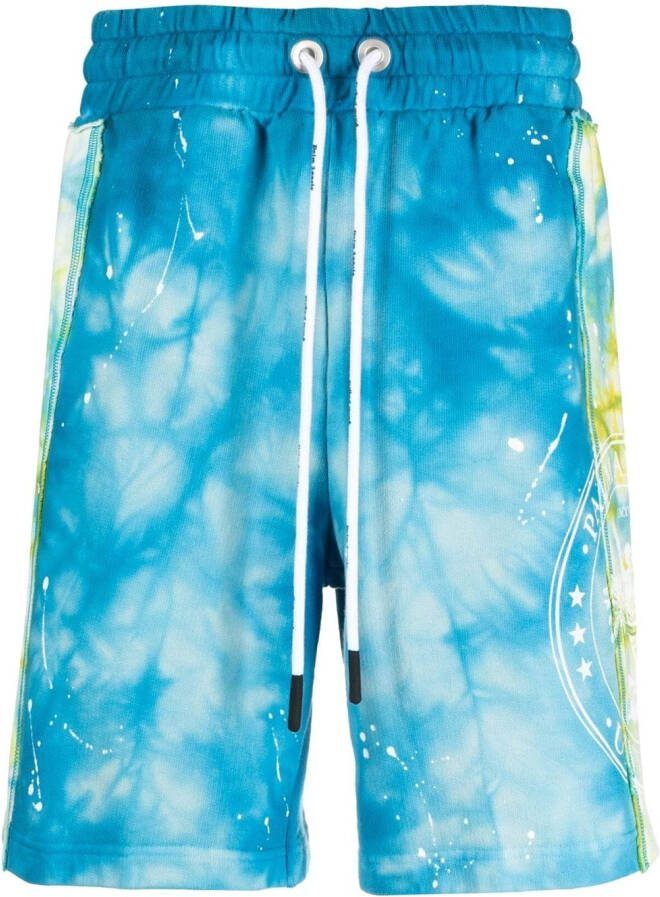 Palm Angels Trainingsshorts met tie-dye print Blauw